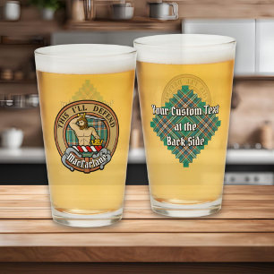Clan MacFarlane Crest over Ancient Hunting Tartan Glass