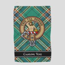 Clan MacFarlane Crest over Ancient Hunting Tartan Golf Towel