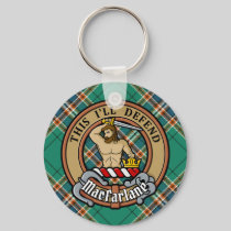Clan MacFarlane Crest over Ancient Hunting Tartan Keychain