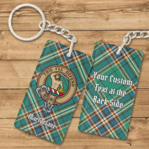 Clan MacFarlane Crest over Ancient Hunting Tartan Keychain
