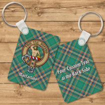 Clan MacFarlane Crest over Ancient Hunting Tartan Keychain