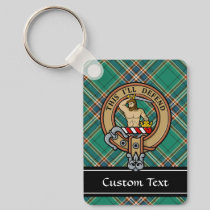 Clan MacFarlane Crest over Ancient Hunting Tartan Keychain