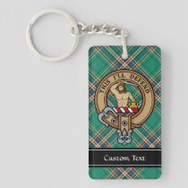 Clan MacFarlane Crest over Ancient Hunting Tartan Keychain