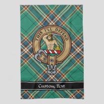 Clan MacFarlane Crest over Ancient Hunting Tartan Kitchen Towel