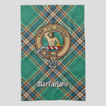 Clan MacFarlane Crest over Ancient Hunting Tartan Kitchen Towel