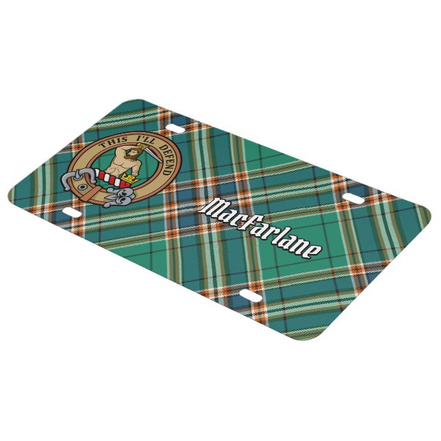 Clan MacFarlane Crest over Ancient Hunting Tartan License Plate (Side)
