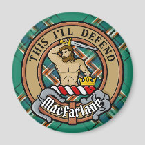 Clan MacFarlane Crest over Ancient Hunting Tartan Magnet