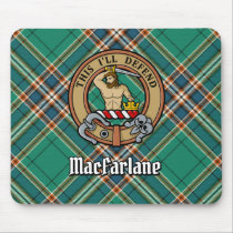 Clan MacFarlane Crest over Ancient Hunting Tartan Mouse Pad