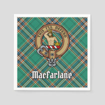 Clan MacFarlane Crest over Ancient Hunting Tartan Napkins