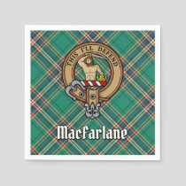 Clan MacFarlane Crest over Ancient Hunting Tartan Napkins