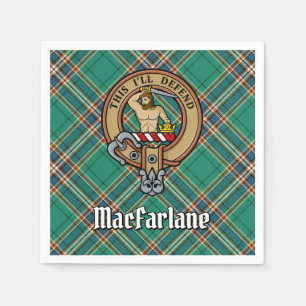 Clan MacFarlane Crest over Ancient Hunting Tartan Napkins