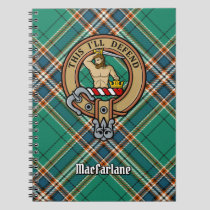 Clan MacFarlane Crest over Ancient Hunting Tartan Notebook