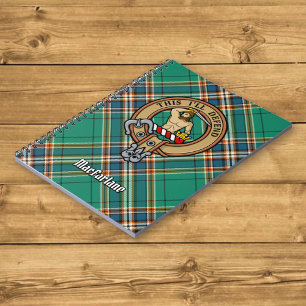 Clan MacFarlane Crest over Ancient Hunting Tartan Notebook