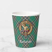 Clan MacFarlane Crest over Ancient Hunting Tartan Paper Cups