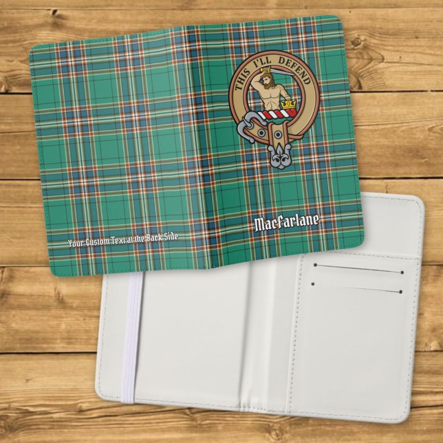 Clan MacFarlane Crest over Ancient Hunting Tartan Passport Holder (Creator Uploaded)