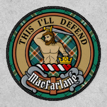 Clan MacFarlane Crest over Ancient Hunting Tartan Patch