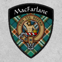 Clan MacFarlane Crest over Ancient Hunting Tartan Patch