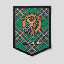 Clan MacFarlane Crest over Ancient Hunting Tartan Pennant