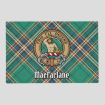 Clan MacFarlane Crest over Ancient Hunting Tartan Placemat