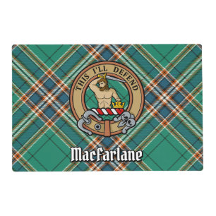 Clan MacFarlane Crest over Ancient Hunting Tartan Placemat