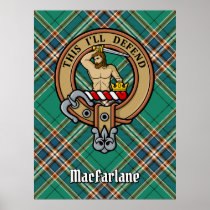 Clan MacFarlane Crest over Ancient Hunting Tartan Poster