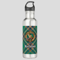 Clan MacFarlane Crest over Ancient Hunting Tartan Stainless Steel Water Bottle