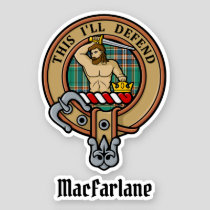 Clan MacFarlane Crest over Ancient Hunting Tartan Sticker