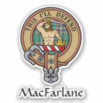 Clan MacFarlane Crest over Ancient Hunting Tartan Sticker