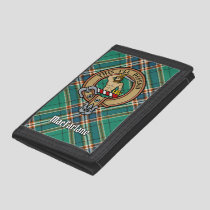 Clan MacFarlane Crest over Ancient Hunting Tartan Trifold Wallet