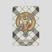Clan MacFarlane Crest over Black and White Tartan Air Freshener