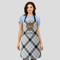 Clan MacFarlane Crest over Black and White Tartan Apron