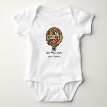 Clan MacFarlane Crest over Black and White Tartan Baby Bodysuit