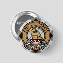 Clan MacFarlane Crest over Black and White Tartan Button