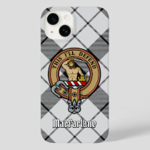 Clan MacFarlane Crest over Black and White Tartan Case-Mate iPhone 14 Case