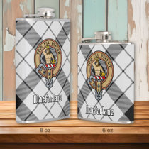 Clan MacFarlane Crest over Black and White Tartan Flask