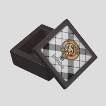 Clan MacFarlane Crest over Black and White Tartan Gift Box