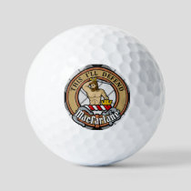 Clan MacFarlane Crest over Black and White Tartan Golf Balls
