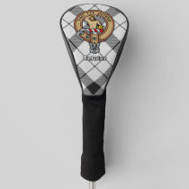 Clan MacFarlane Crest over Black and White Tartan Golf Head Cover