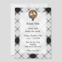 Clan MacFarlane Crest over Black and White Tartan Invitation