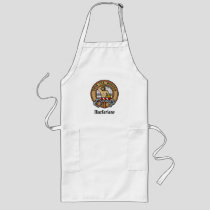 Clan MacFarlane Crest over Black and White Tartan Long Apron