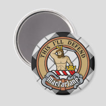 Clan MacFarlane Crest over Black and White Tartan Magnet