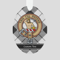 Clan MacFarlane Crest over Black and White Tartan Ornament