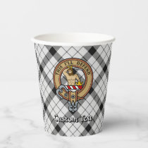 Clan MacFarlane Crest over Black and White Tartan Paper Cups