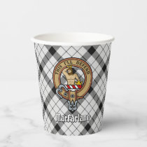 Clan MacFarlane Crest over Black and White Tartan Paper Cups