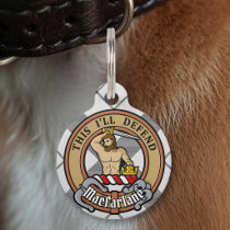 Clan MacFarlane Crest over Black and White Tartan Pet ID Tag