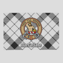 Clan MacFarlane Crest over Black and White Tartan Placemat