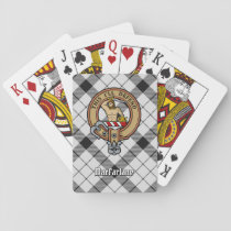 Clan MacFarlane Crest over Black and White Tartan Poker Cards