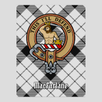 Clan MacFarlane Crest over Black and White Tartan Poster