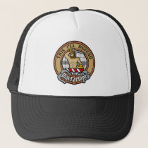Clan MacFarlane Crest over Black and White Tartan Trucker Hat