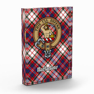 Clan MacFarlane Crest over Dress Tartan Acrylic Award